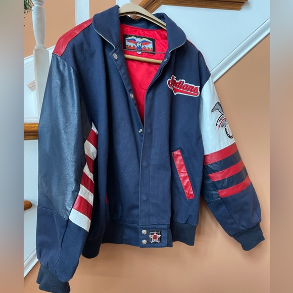 Vintage M Jeff Hamilton Cleveland Indians leather sleeve Jacket Great condition - Picture 9 of 11